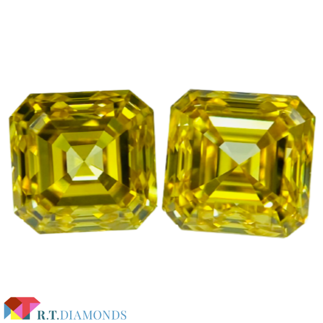 FANCY VIVID YELLOW 0.372ct＆0.358ct/EM