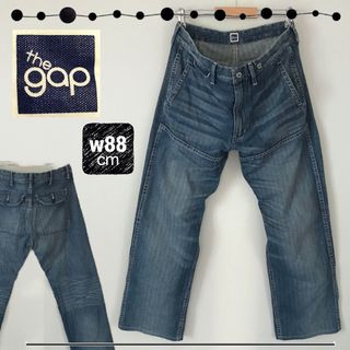 ギャップ(GAP)のGAP★ヘリンボーンデニム★ダメージ加工★デザインパンツ★w88cm★USA-M(デニム/ジーンズ)