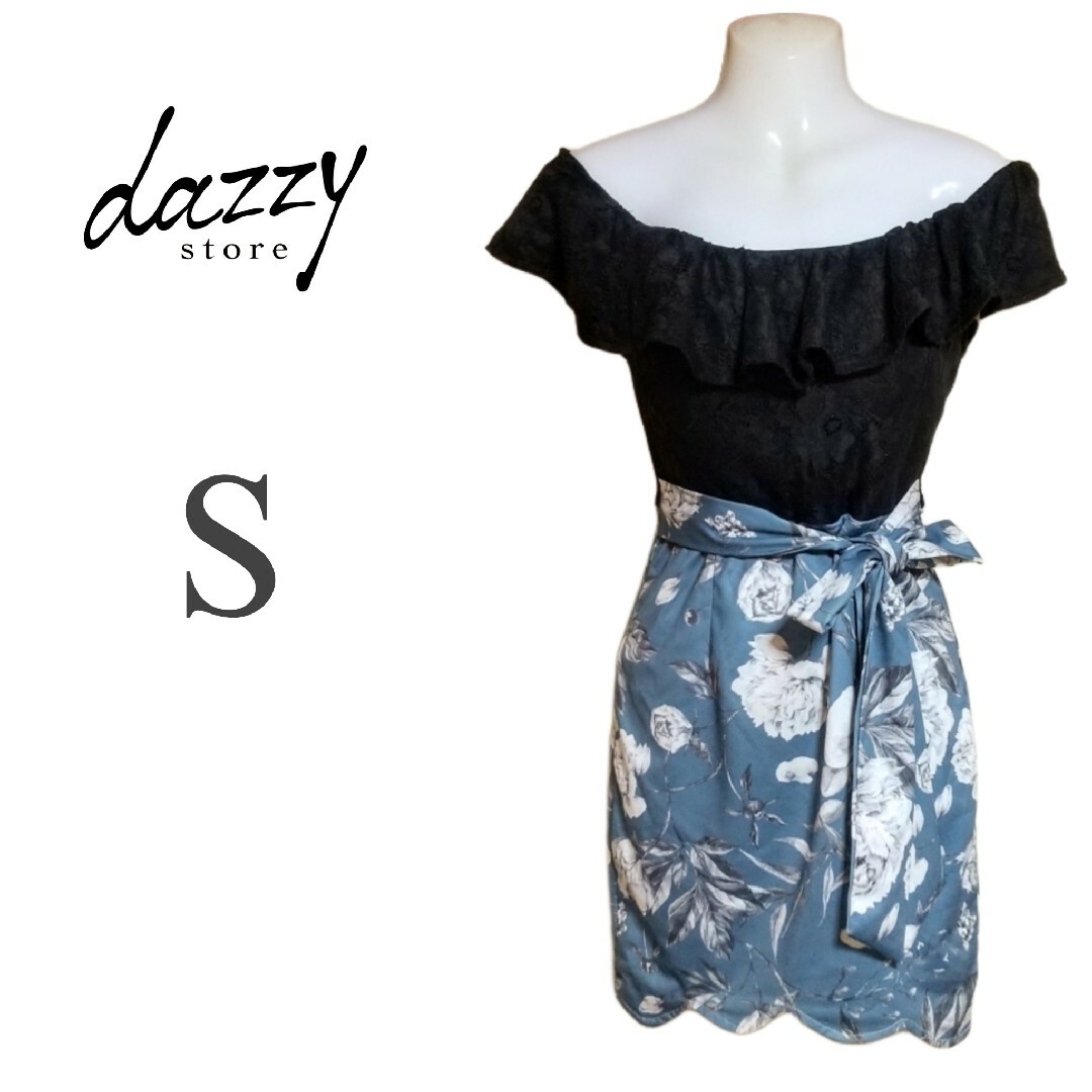 dazzy store - レースオフショル 花柄スカラップスカート ミニドレス ...