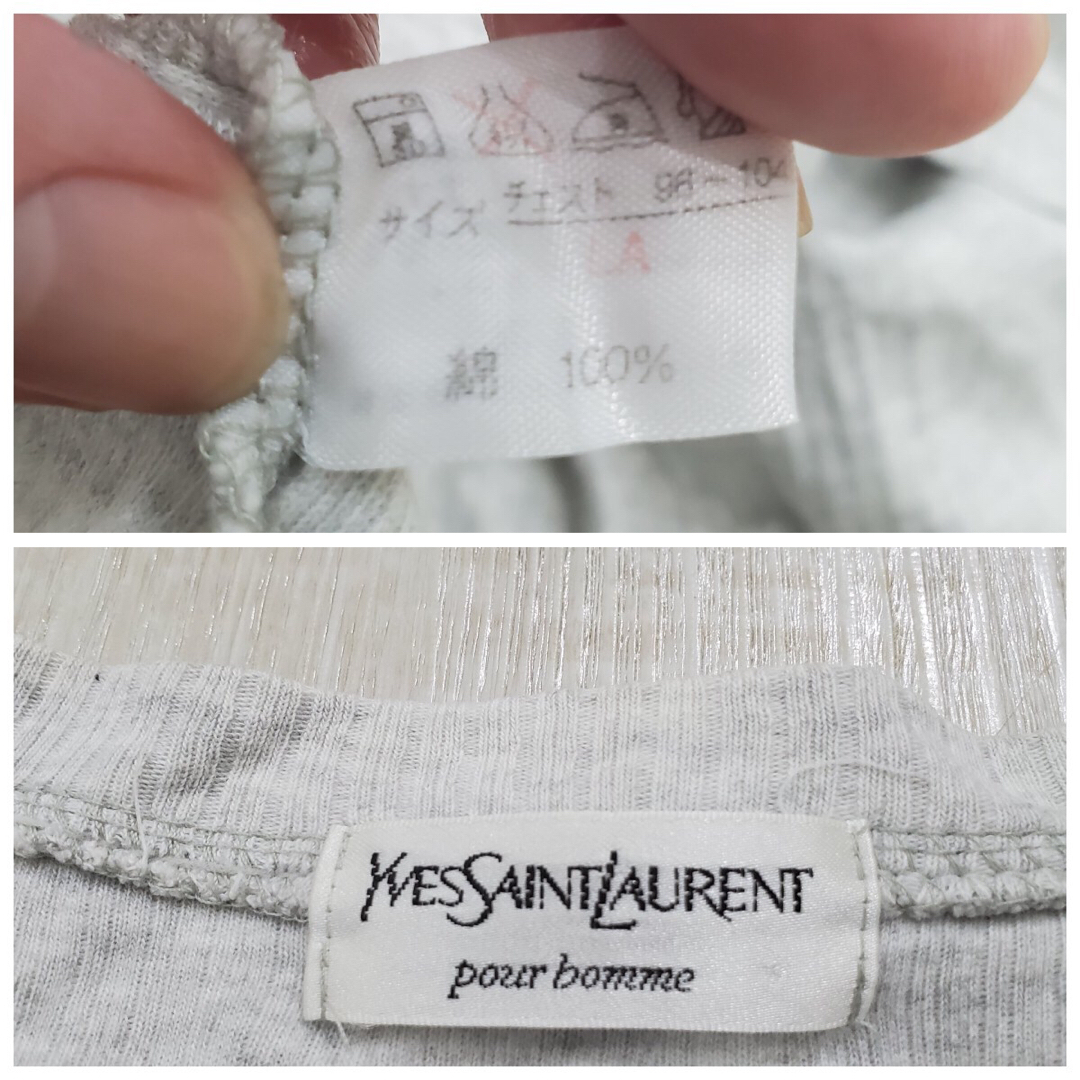 Yves Saint Laurent(イヴサンローラン)のイヴ サンローラン Vネック リブ Tシャツ ワンポイント ロゴ 刺繍 メンズのトップス(Tシャツ/カットソー(半袖/袖なし))の商品写真