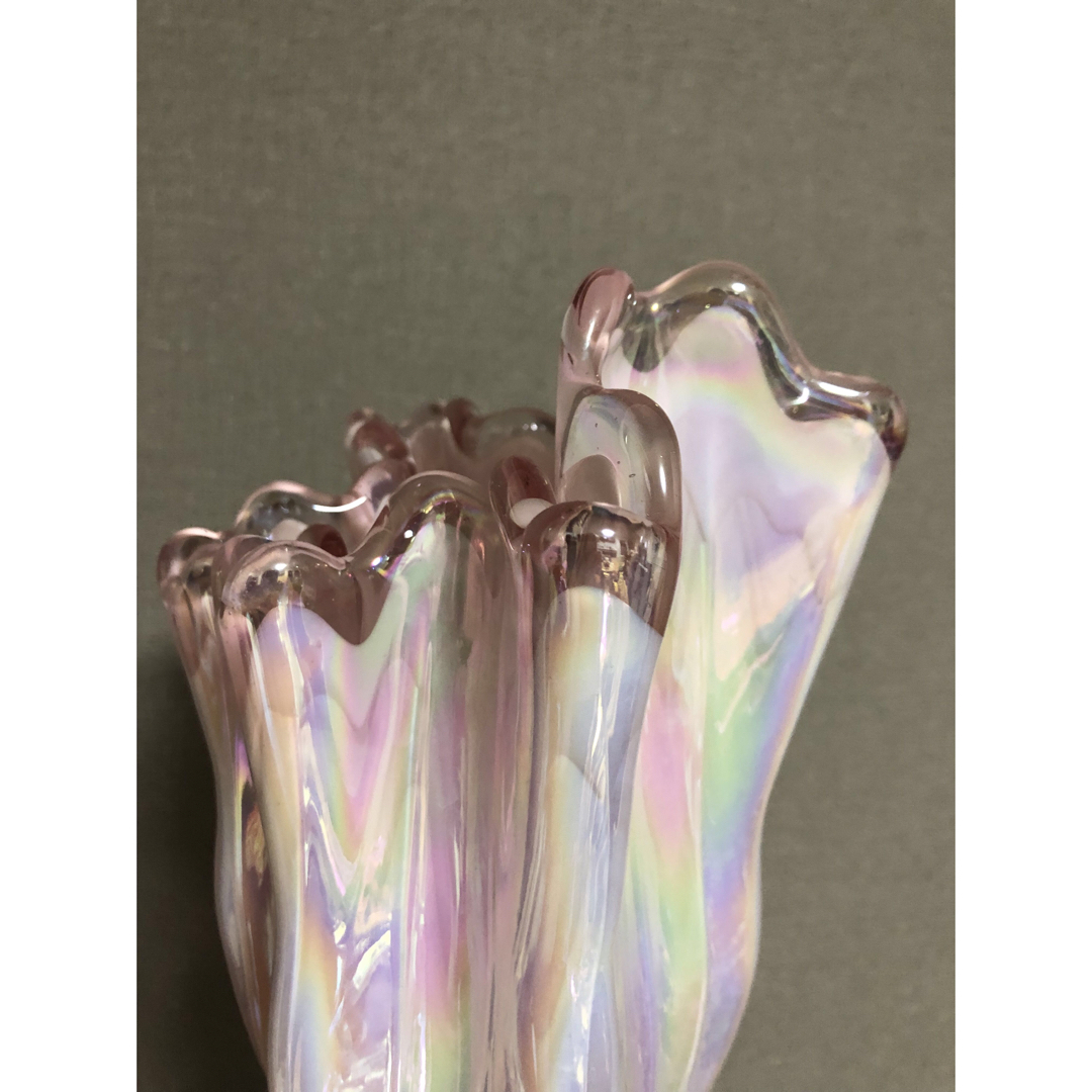 レトロ　フリルガラス　花瓶
