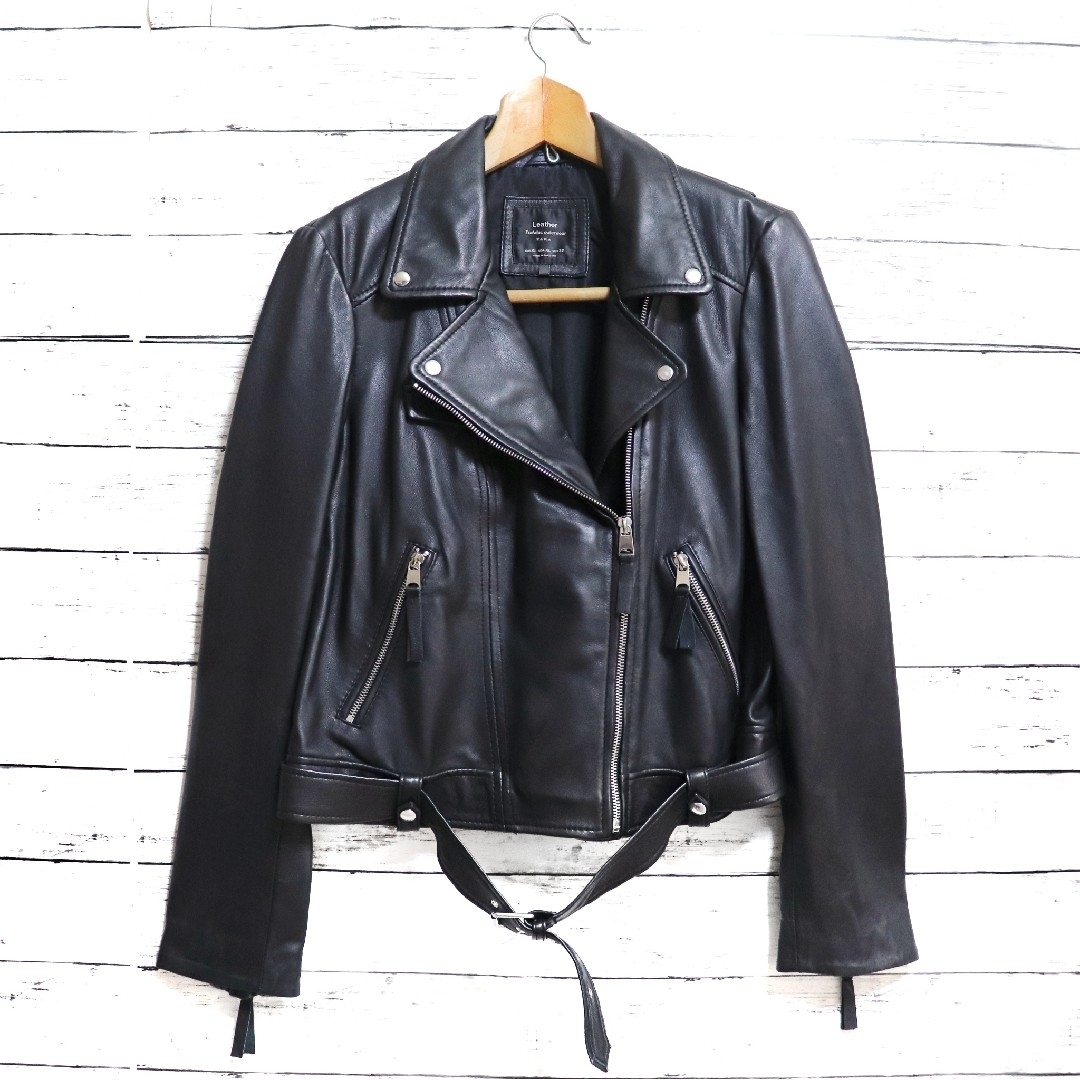 ZARA ザラ 羊皮革 ダブル ライダースジャケット レザージャケット XL