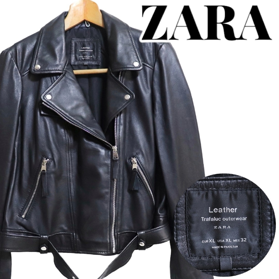 ZARA ザラ 羊皮革 ダブル ライダースジャケット レザージャケット XL