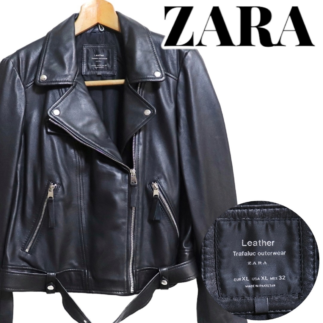 ZARA ザラ 羊皮革 ダブル ライダースジャケット レザージャケット XLダブル