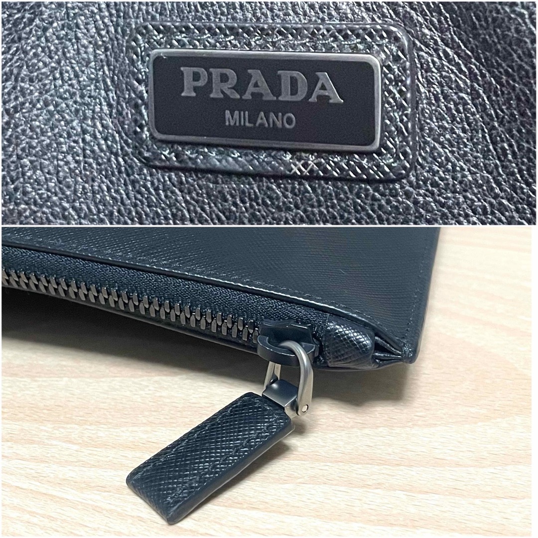 ✨新品未使用✨ PRADA プラダ サフィアーノ ストライプ クラッチバッグ