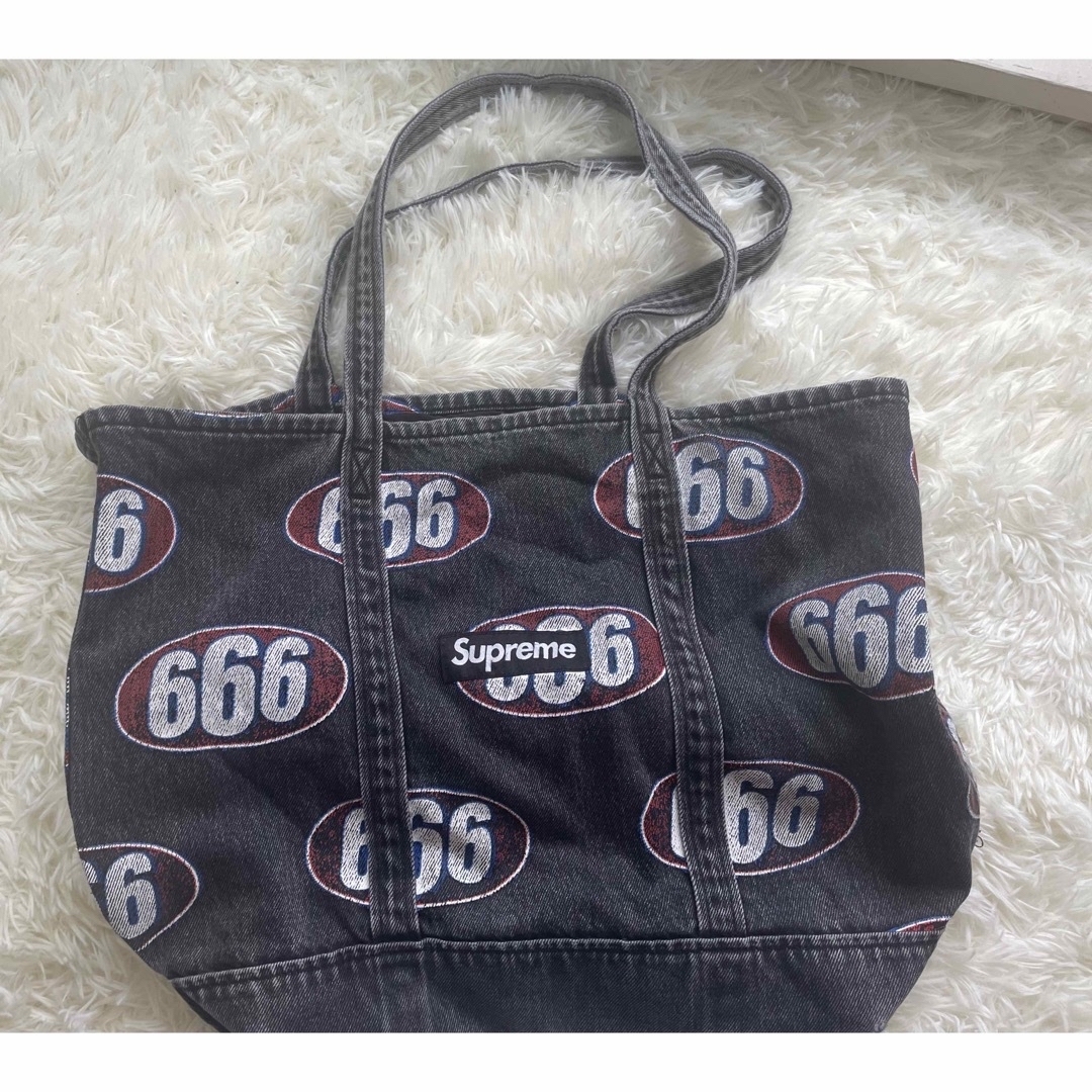 Supreme 17ss black denim tote 666