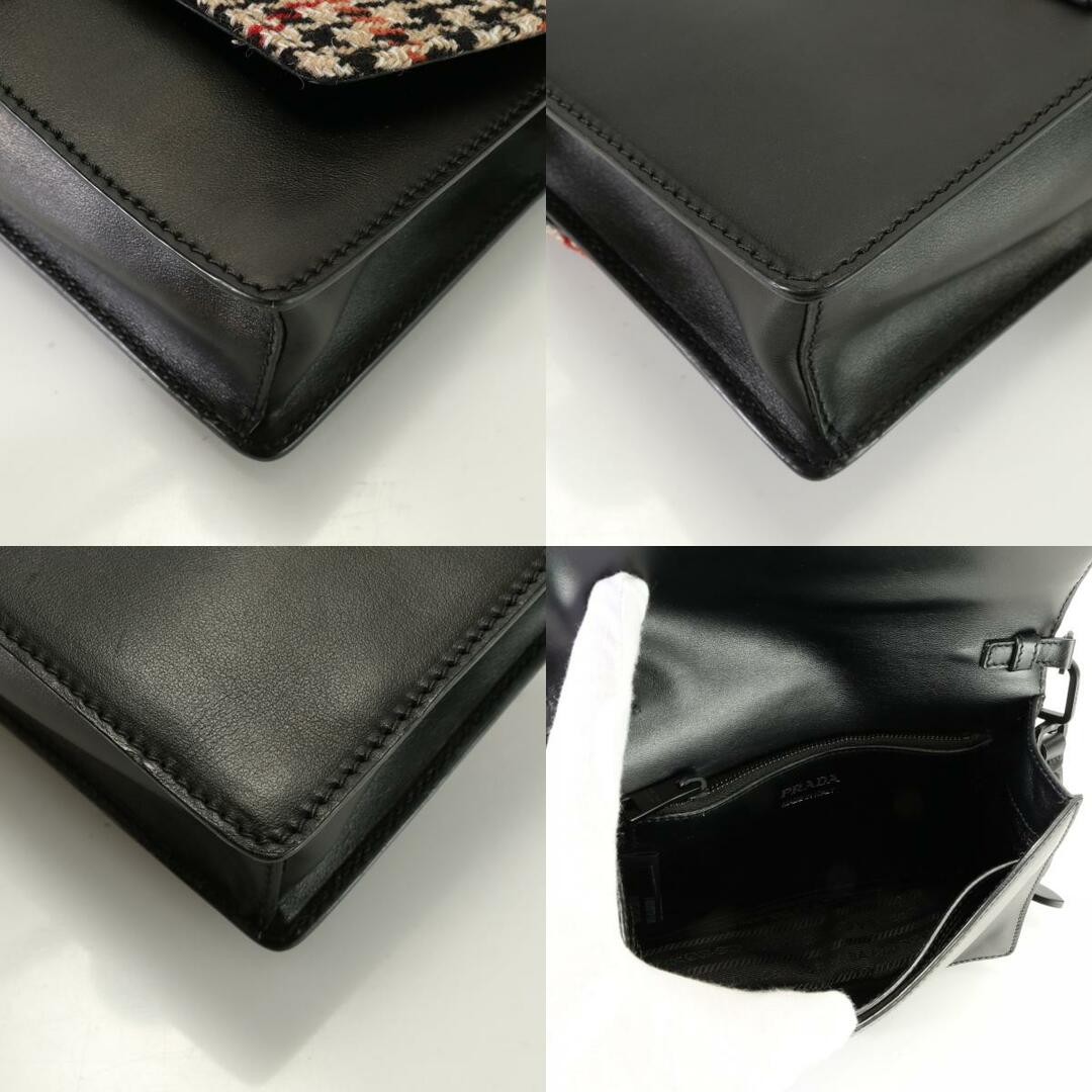 PRADA(プラダ)の新品同様 プラダ 千鳥柄 ツイード スタッズ 1BD121 レザー 2WAY ショルダーバッグ セカンド クロコダイル エンボス メンズ AET 0912-T64 メンズのバッグ(ショルダーバッグ)の商品写真