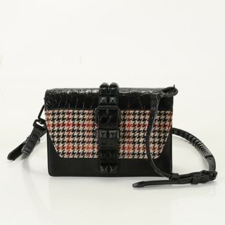 プラダ(PRADA)の新品同様 プラダ 千鳥柄 ツイード スタッズ 1BD121 レザー 2WAY ショルダーバッグ セカンド クロコダイル エンボス メンズ AET 0912-T64(ショルダーバッグ)