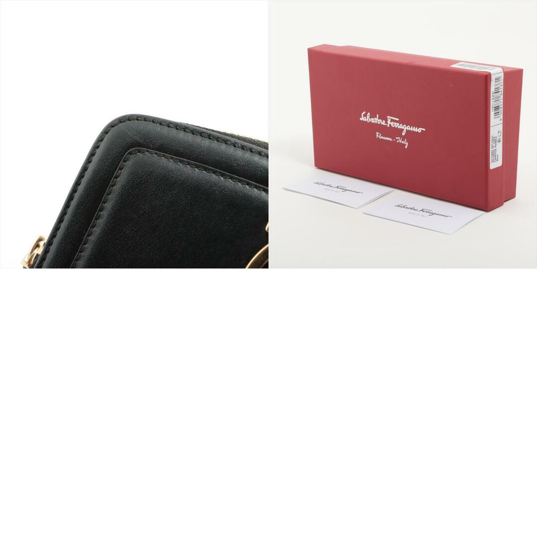 美品 サルヴァトーレ フェラガモ Salvatore Ferragamo 財布 長財布 ガンチーニ ウォレット ロングウォレット レザー メンズ レディース ブラック