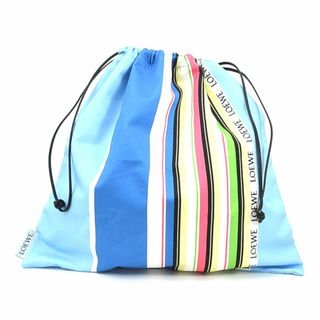 ロエベ(LOEWE)のロエベ LOEWE ポーチ 巾着バッグ DRAWSTRING POUCH コットン ライトブルー系マルチカラー レディース 送料無料【中古】 r9720g(ポーチ)