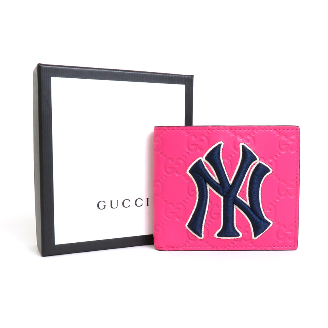 Gucci - グッチ GUCCI 札入れ NYヤンキース コラボ レザー ピンク