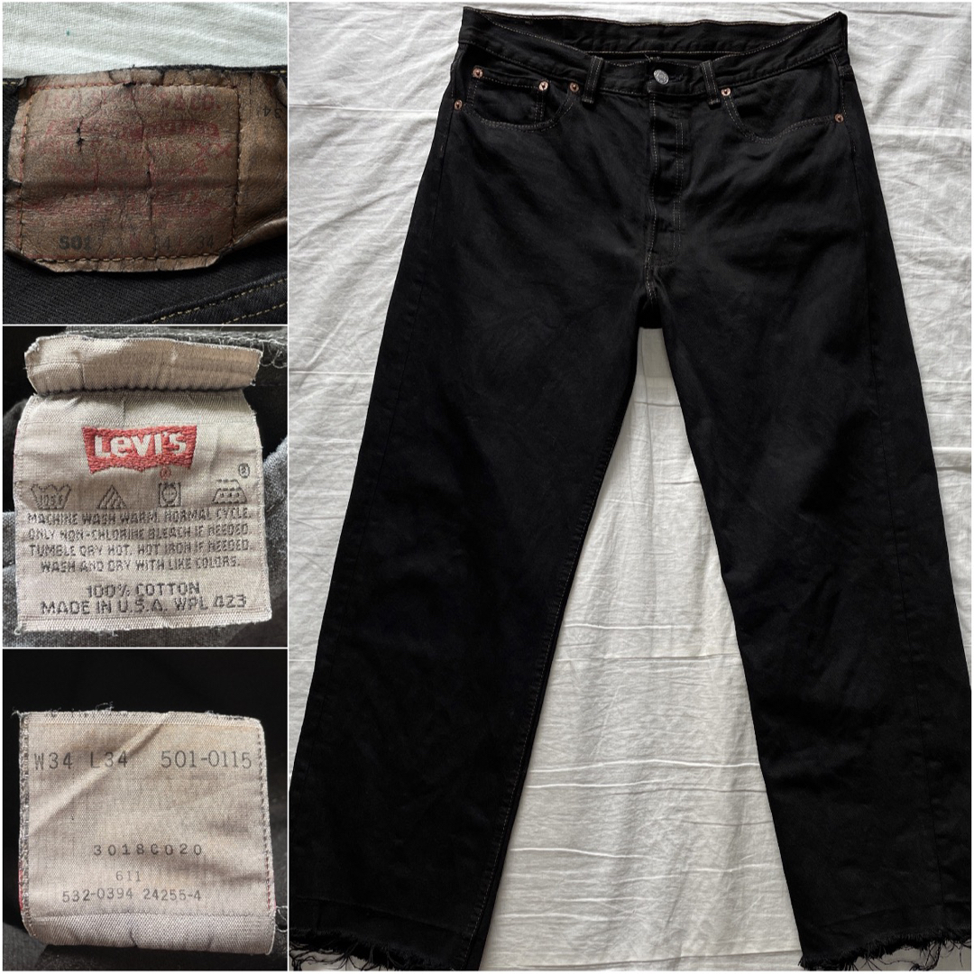 90's USA製 Levi's 501 w34 ブラック 501-0115