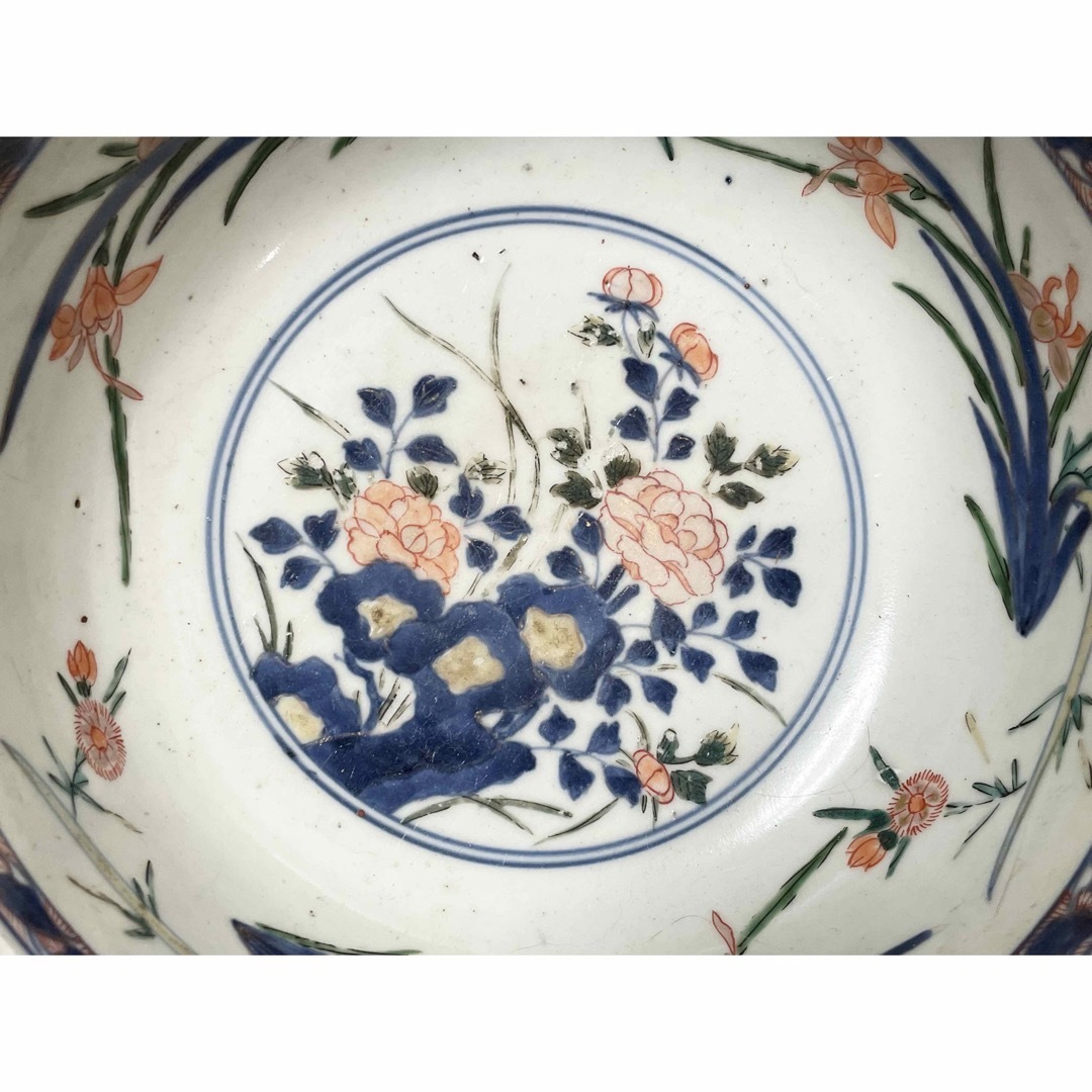 アンティーク 骨董 古伊万里 金襴手 色絵 牡丹蘭文様 鉢 金魚鉢 深鉢