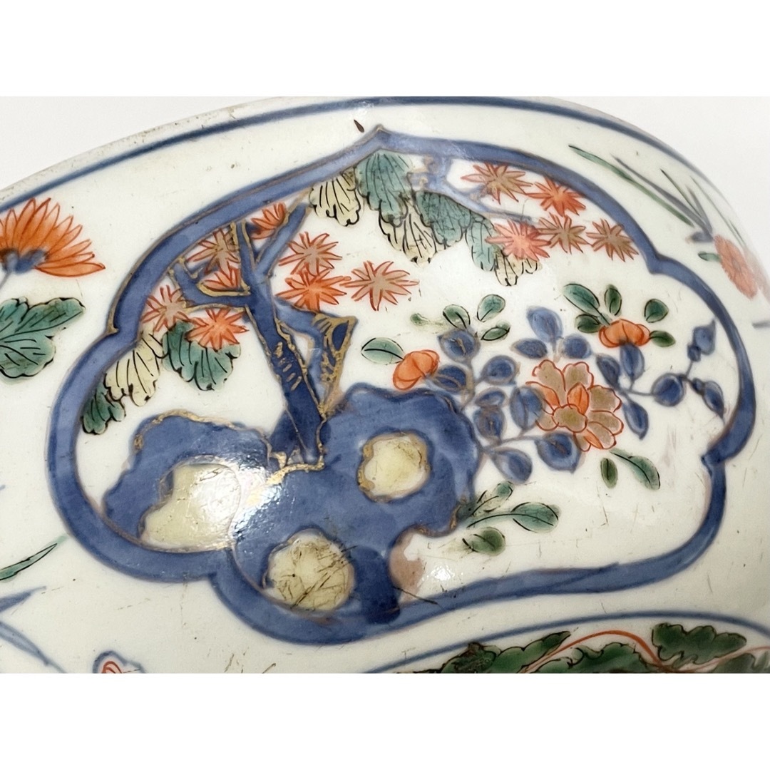 アンティーク 骨董 古伊万里 金襴手 色絵 牡丹蘭文様 鉢 金魚鉢 深鉢