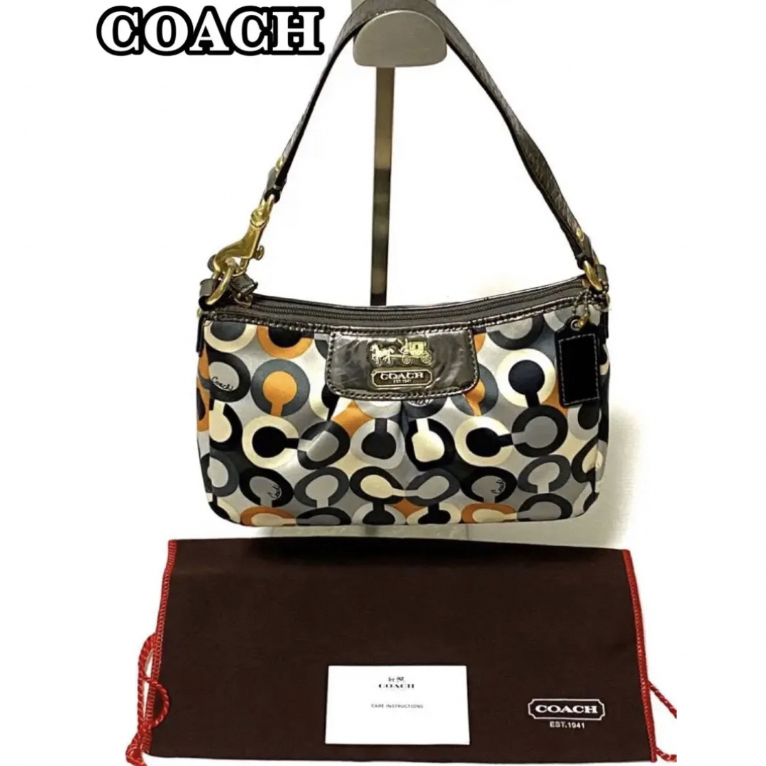 COACH(コーチ)のCOACH コーチ ハンドバッグ サテン×レザー　マルチカラー レディースのバッグ(ハンドバッグ)の商品写真