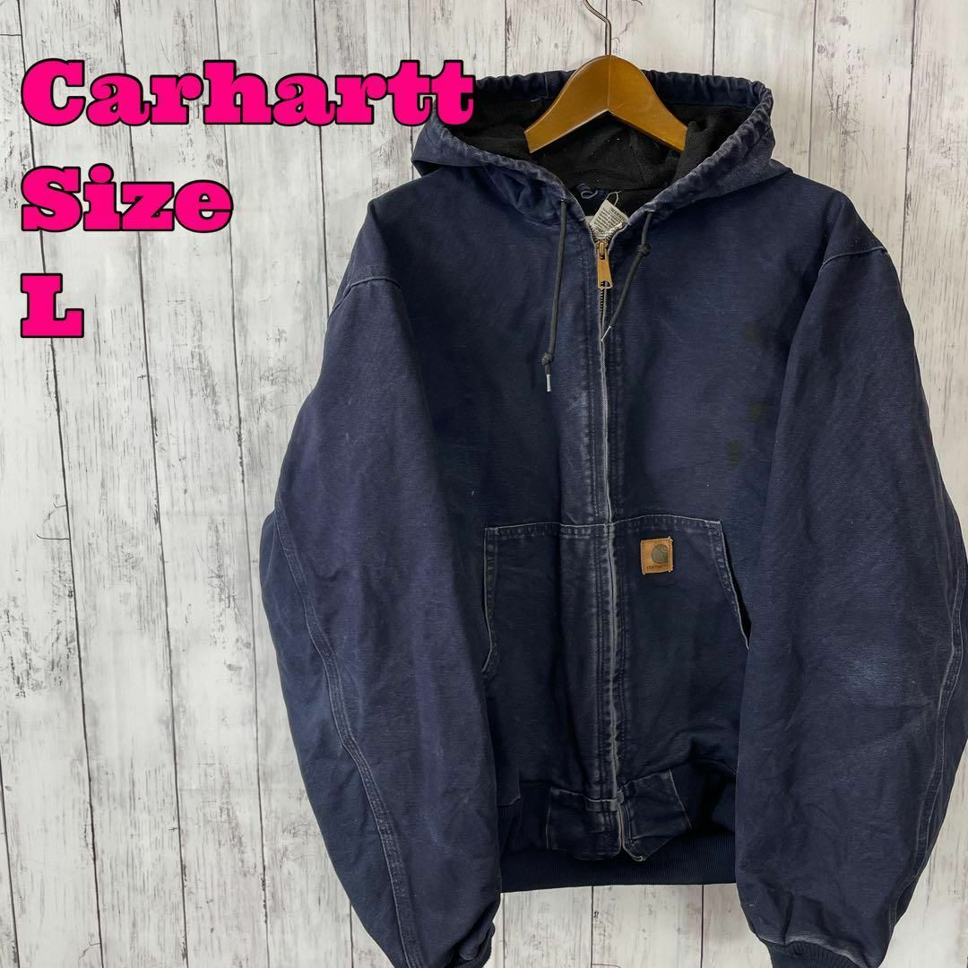 《USA製》カーハート carhartt ☆ダックジャケット L 紺 JK305