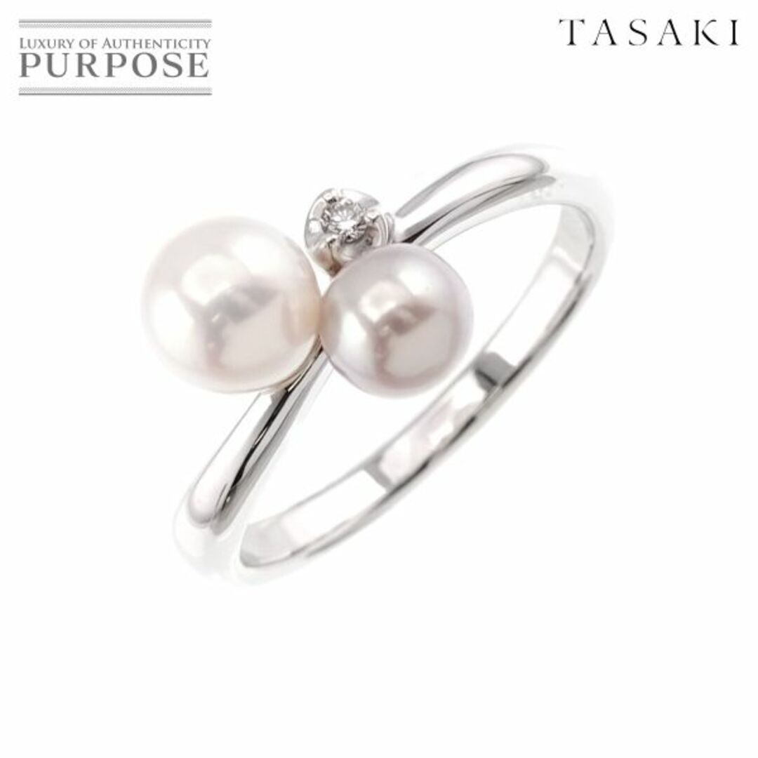 タサキ TASAKI 10.5号 リング アコヤ真珠 5.7-4.8mm ダイヤ 0.01ct K18 WG 750 パール 指輪 田崎真珠  VLP 90199802