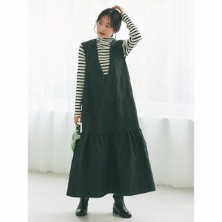 ラブティックボンボン(La boutique BonBon)の【ブラック】【シーズンレスで活躍】フクレジャガードマキシジャンドレ(ロングワンピース/マキシワンピース)