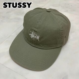 STUSSY - 90s OLD STUSSY キャップ 刺繍ロゴ カーキ