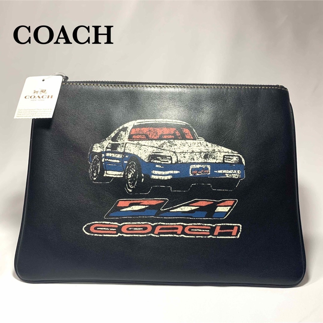 【新品未使用】COACH コーチ　クラッチバッグ　セカンドバッグ　ブラック　車 | フリマアプリ ラクマ