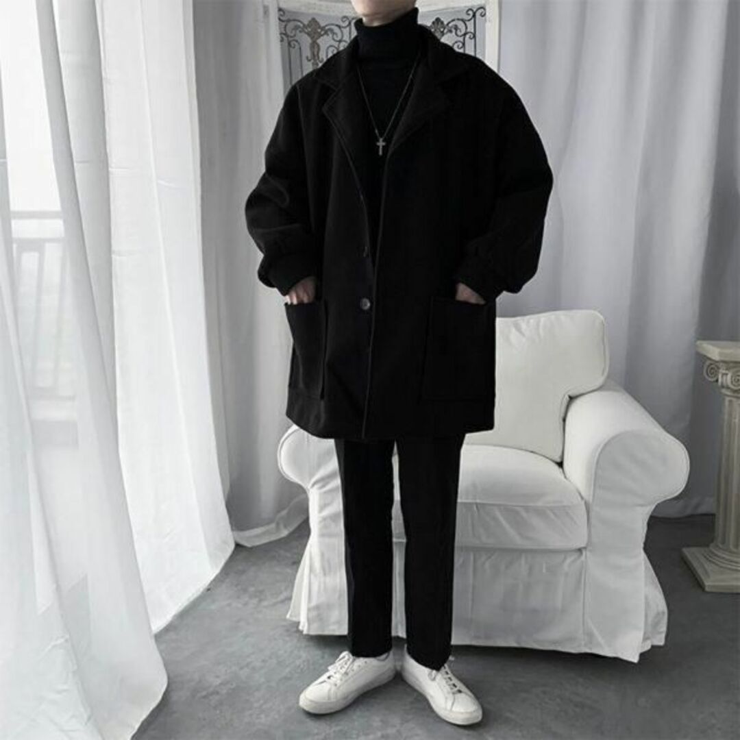 【XL】チェスターコート ロングコート アウター 冬服 メンズ 韓国ファッション 4
