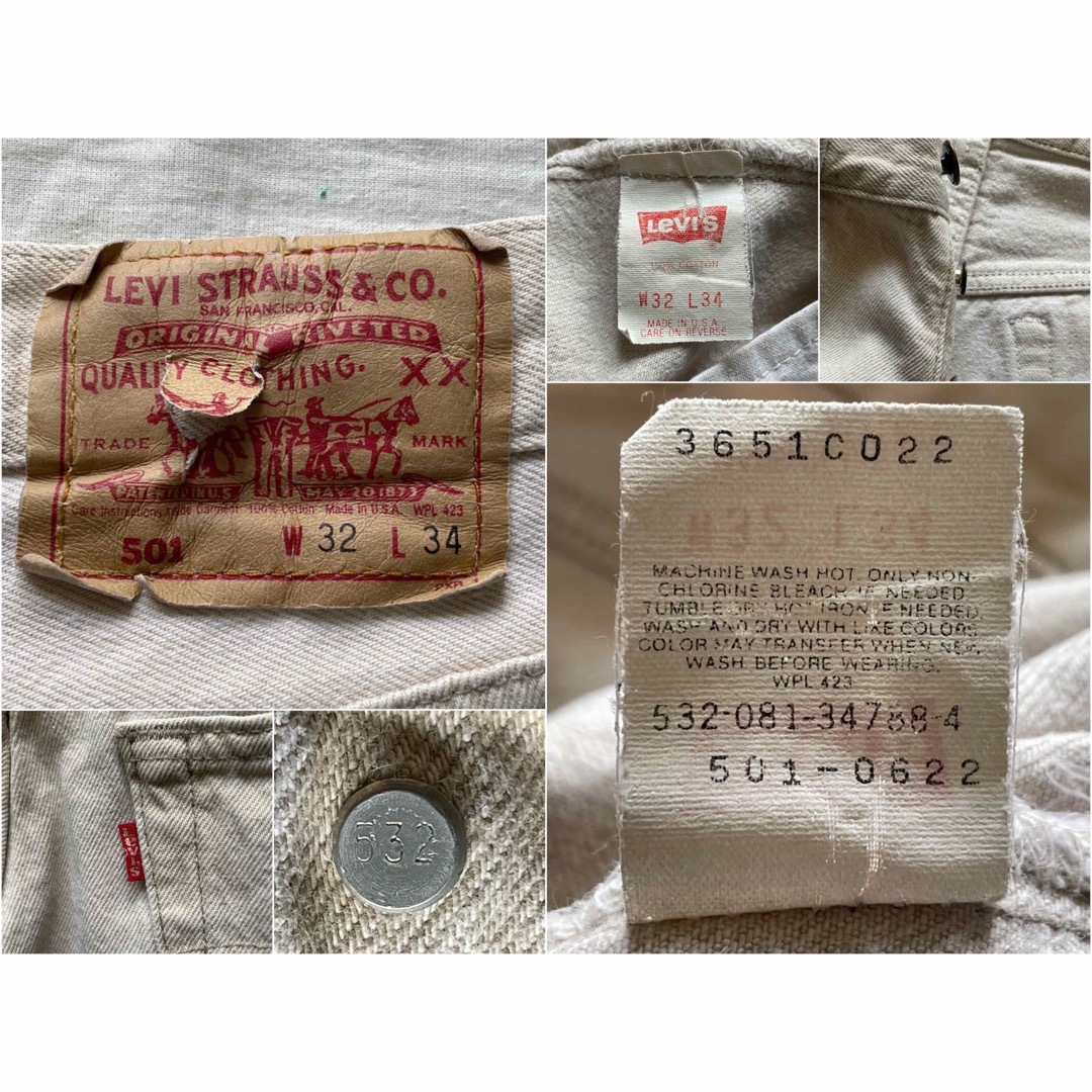 90's USA製 Levi's 501 w32 ナイロンフットボタン 赤文字