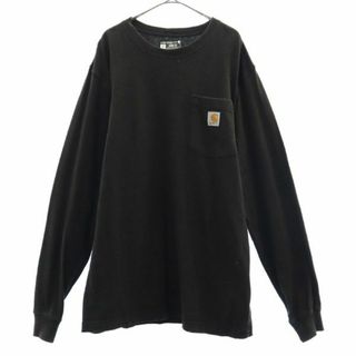 カーハート(carhartt)のカーハート ロゴワッペン 長袖 Tシャツ S ブラック carhartt リーズフィット メンズ 【中古】  【230915】(Tシャツ/カットソー(半袖/袖なし))