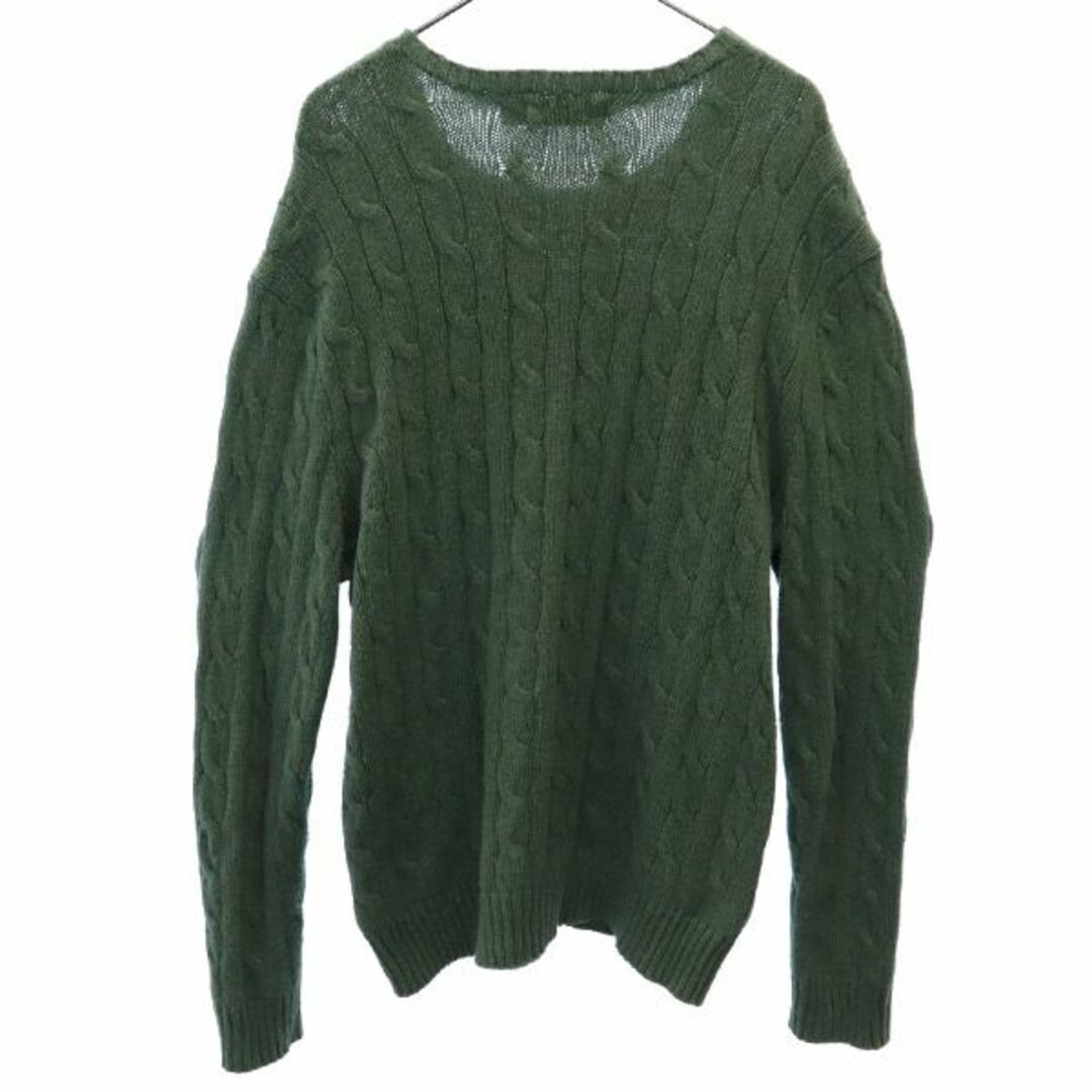 ラルフローレン ニット M グリーン 刺繍ロゴ プルオーバー コットン100%-