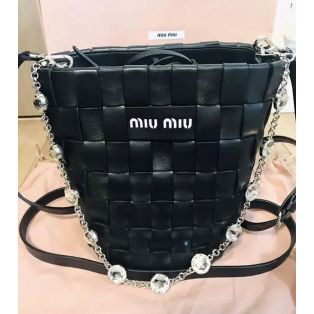 ミュウミュウ miu miu 編み込み ナッパレザー バゲットバッグ 【新品 ...