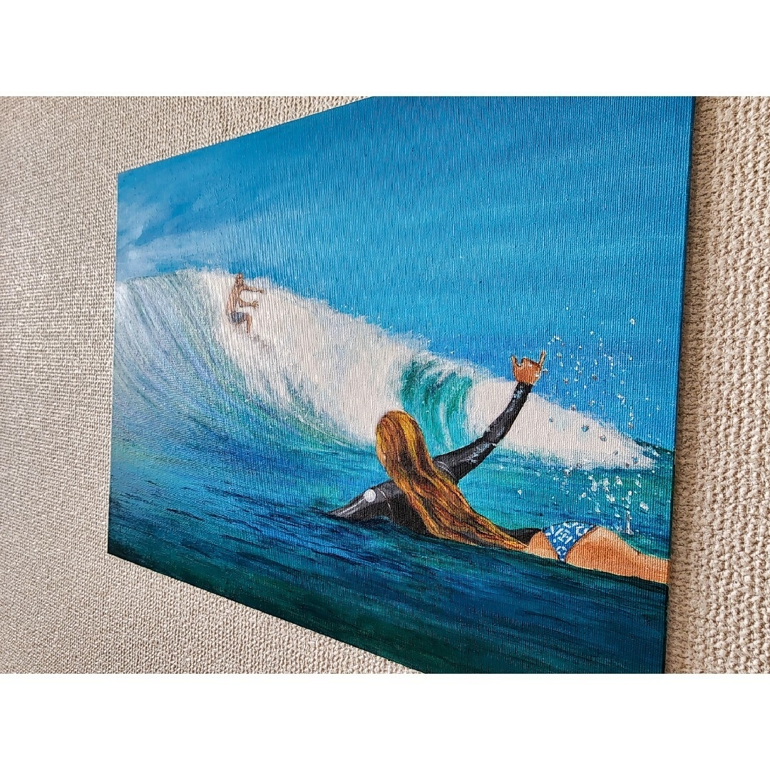 アクリル画　風景画　海の絵　サーフィン 3