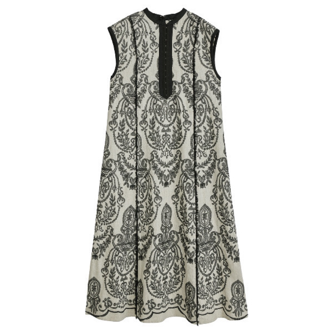 Ameri VINTAGE - DAMASK EMBROIDERY LINEN DRESSの通販 by k's shop