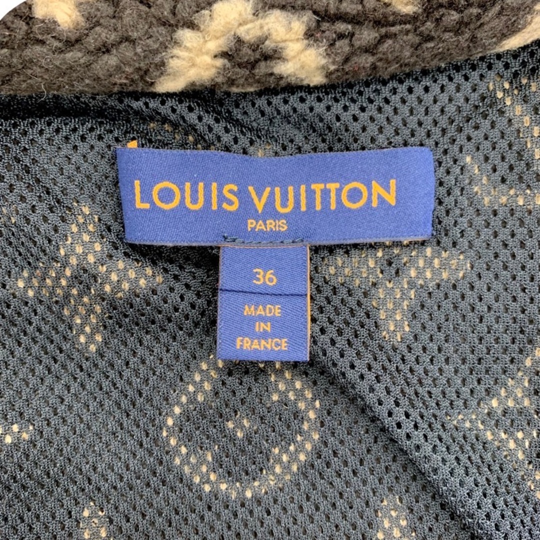 ルイヴィトン LOUIS VUITTON モノグラム アウター ジャケット フリース ブルゾン ジップアップ フード ロゴ ボア ブラウン