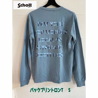 ショット(schott)のSchott バックプリントロンT メンズロンT 長袖 S 青系(Tシャツ/カットソー(七分/長袖))