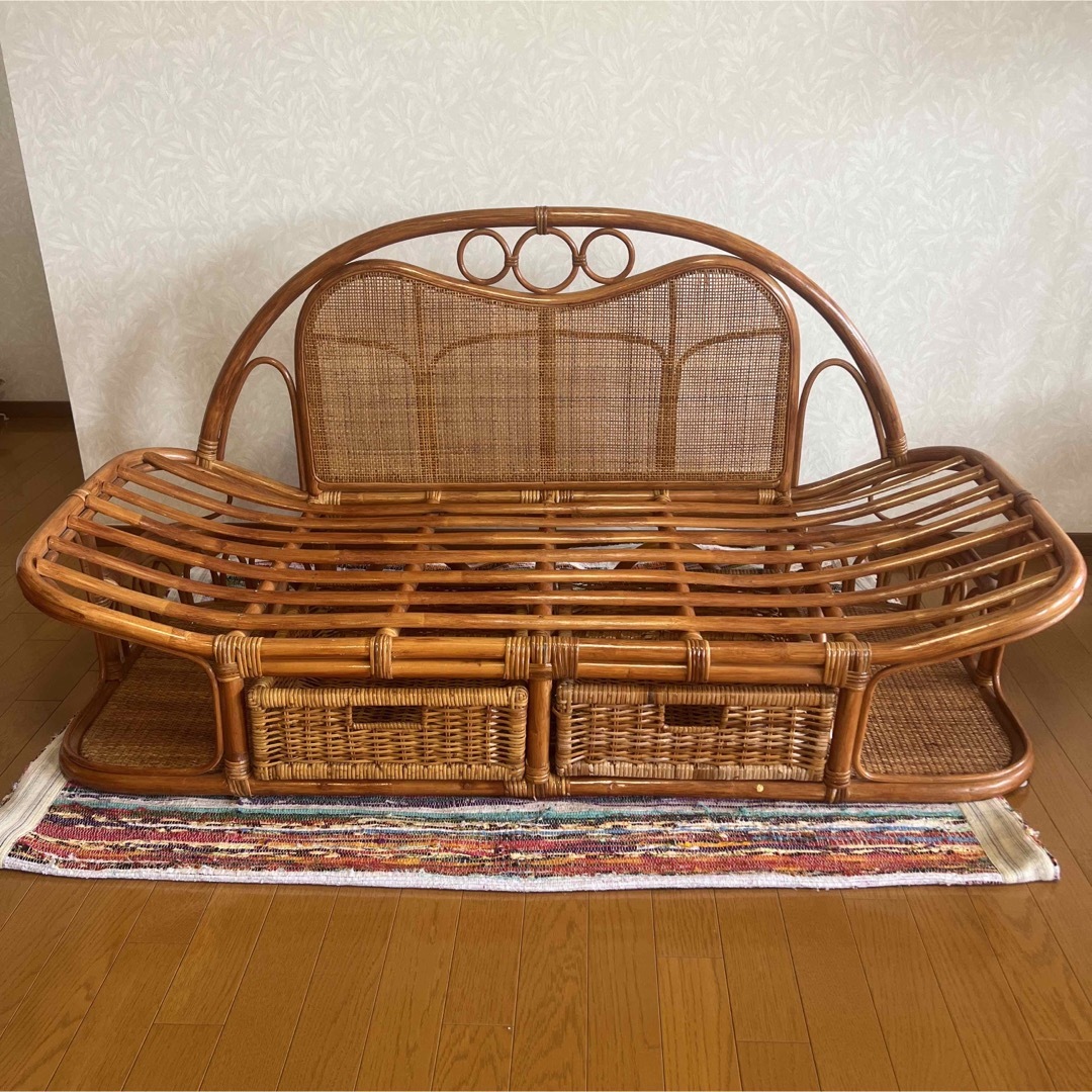□送料込み□ 昭和レトロ エスニック ソファ 籐家具 ソファー 椅子
