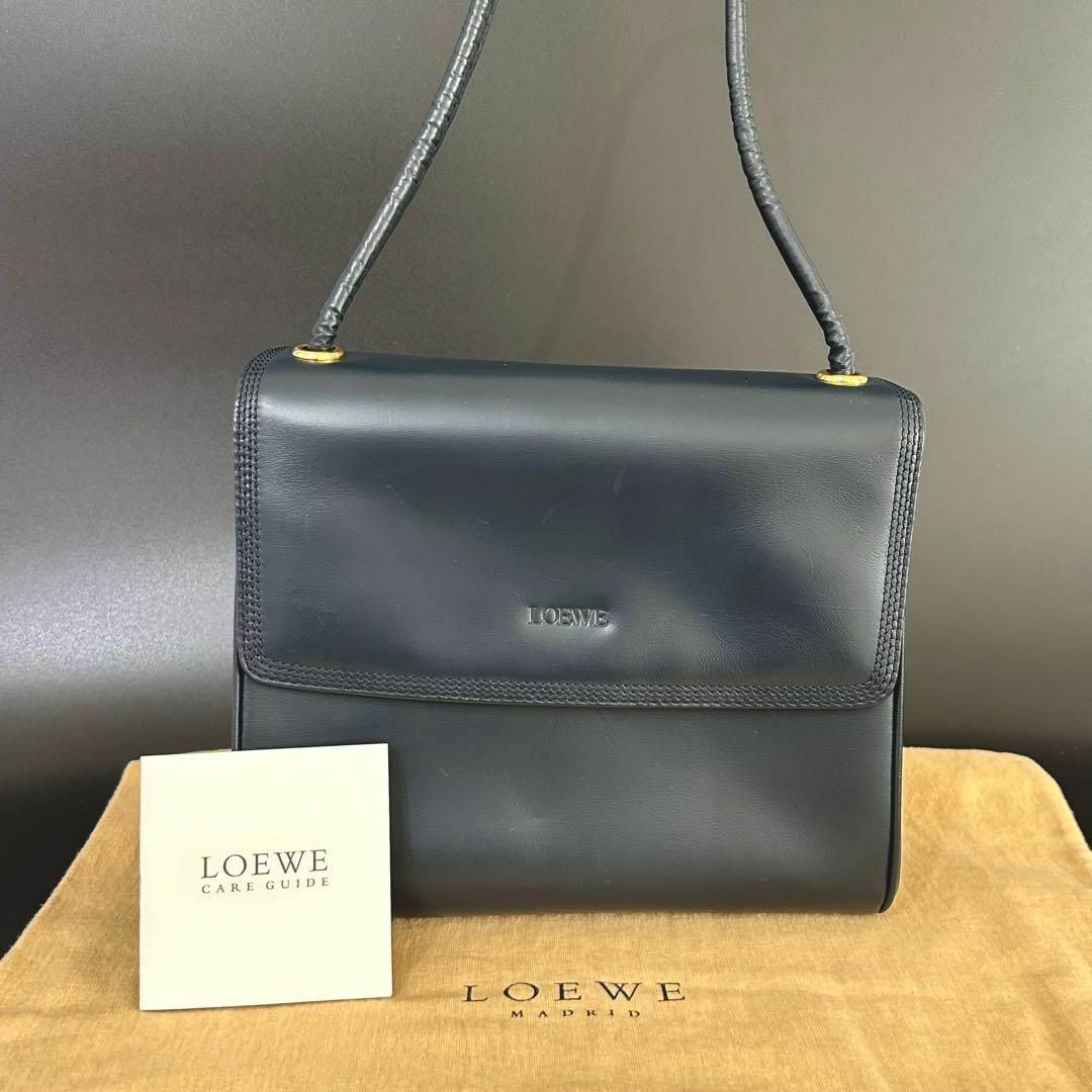 ロエベ LOEWE ショルダーバッグ ハンドバッグ ネイビー レザー