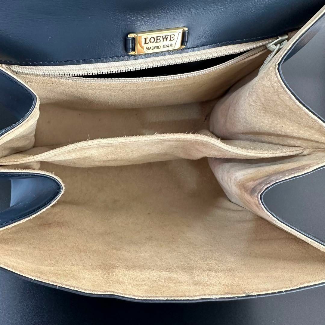 ロエベ LOEWE ショルダーバッグ ハンドバッグ ネイビー レザー