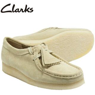 【Clarks 26155545】 クラークス WALLABEE MAPLE SUEDE ブラウン ベージュ ブーツ 【靴幅 2E】(スリッポン/モカシン)