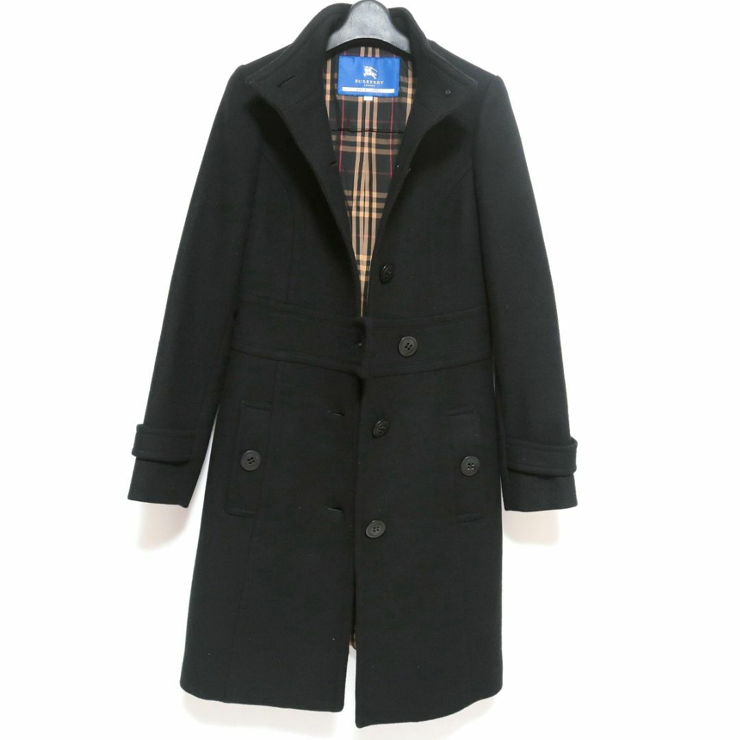 BURBERRY BULE LABEL アンゴラ混 ウール ロング コート 黒-
