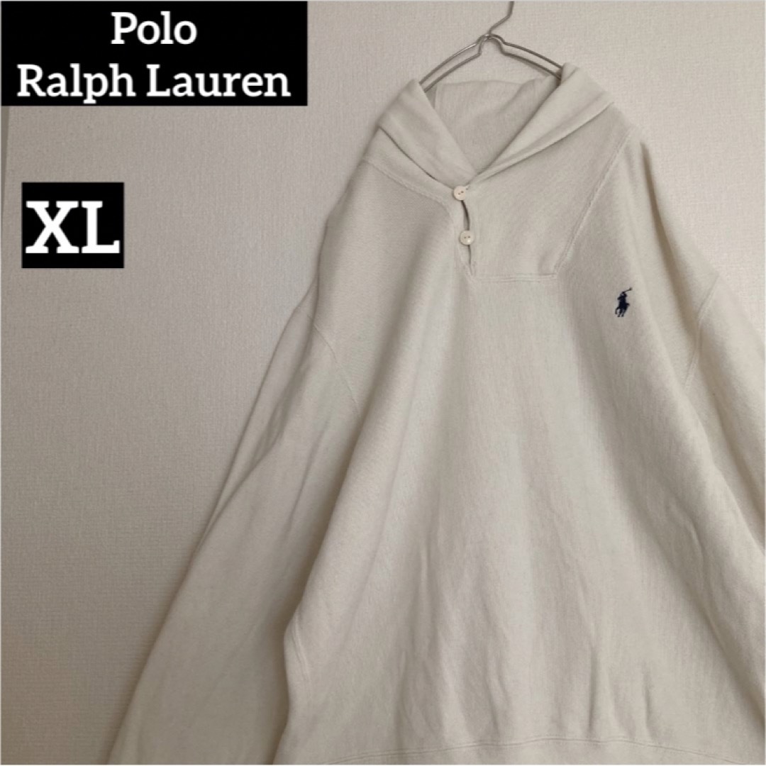 POLO RALPH LAUREN(ポロラルフローレン)のRalphLaurenラルフローレンスウェットショールカラーオフホワイト刺繍ロゴ メンズのトップス(スウェット)の商品写真