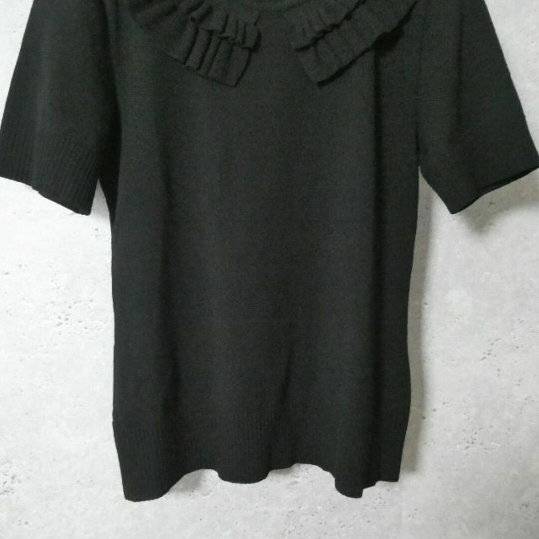 美品 フォクシー フリル クルーネック 半袖 ニット カットソー トップス