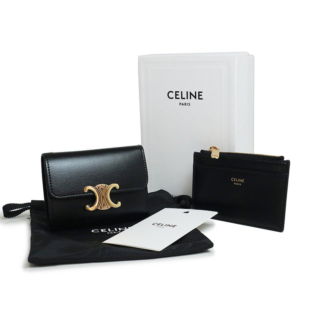 美品✨ CELINE セリーヌ 三つ折り財布 コンパクトウォレット ブラック