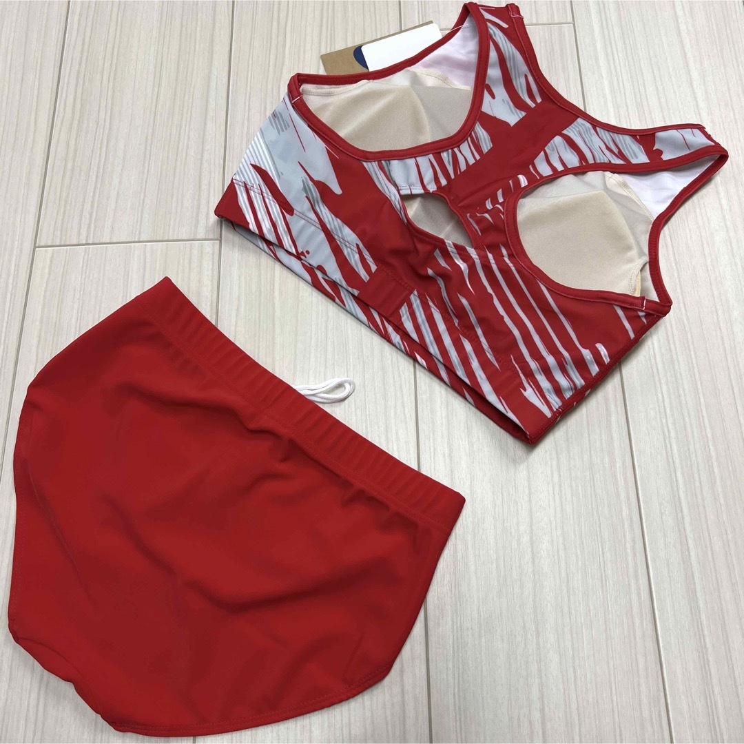 アシックス 女子陸上ユニフォーム上下セット XLサイズ レッド×グレー