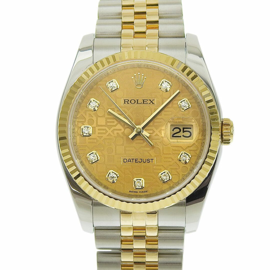 ROLEX(ロレックス)のロレックス ROLEX デイトジャスト メンズ 自動巻き SS/YG 10Pダイヤ コンピューター文字盤 ランダム番 2016年 116233G 中古 新入荷 RO0255 メンズの時計(腕時計(アナログ))の商品写真