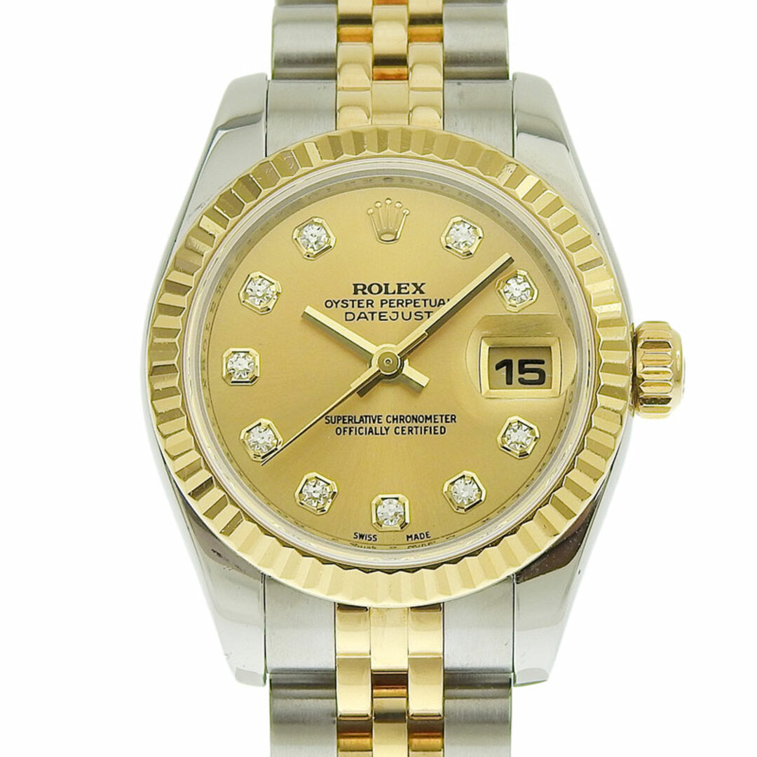 ロレックス ROLEX デイトジャスト レディース 自動巻き SS/YG 10Pダイヤ シャンパン文字盤 M番 2007～2008年 179173G  新入荷 RO0262