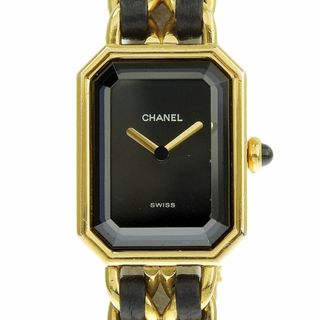 シャネル(CHANEL)のシャネル CHANEL プルミエール レディース クォーツ 腕時計 GP/レザー ブラック文字盤 #M H0001 中古 新入荷 CH0879(腕時計)