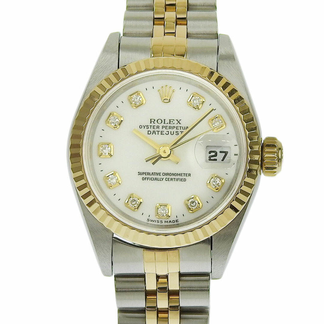 ロレックス ROLEX デイトジャスト レディース 自動巻き 腕時計  SS/YG 10Pダイヤ ホワイト文字盤 A番 1999年 79173G  新入荷 RO0264