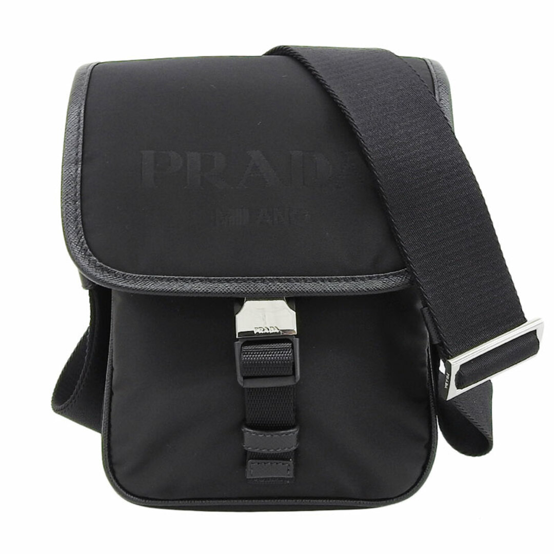 PRADA(プラダ)のプラダ PRADA ショルダーバッグ 斜め掛けショルダー ナイロン レザー ブラック 2VD028 中古 新入荷 OB1543 メンズのバッグ(ショルダーバッグ)の商品写真