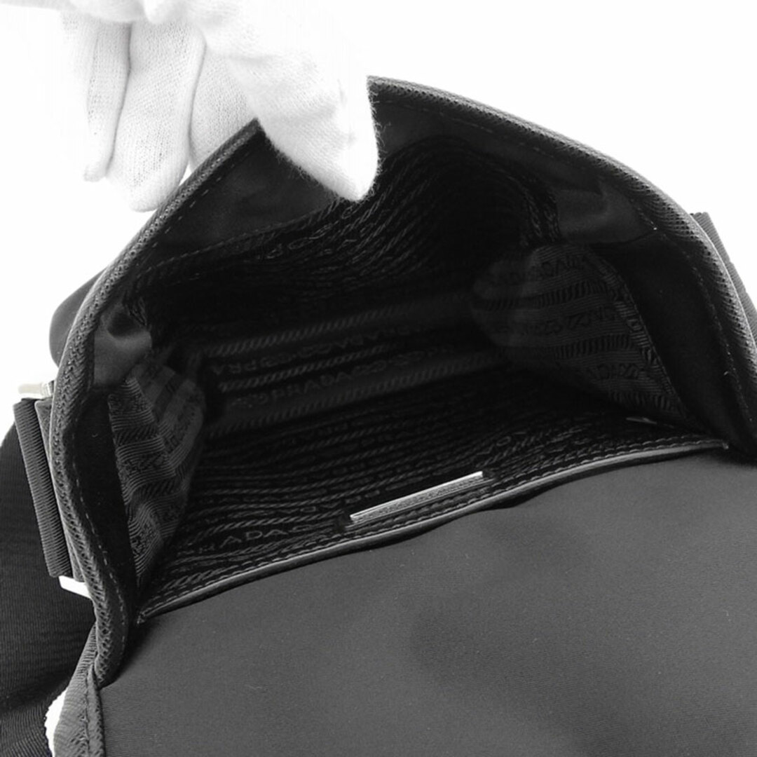 PRADA(プラダ)のプラダ PRADA ショルダーバッグ 斜め掛けショルダー ナイロン レザー ブラック 2VD028 中古 新入荷 OB1543 メンズのバッグ(ショルダーバッグ)の商品写真