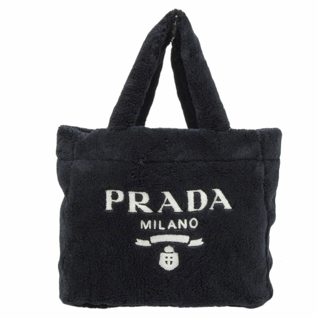 プラダ PRADA テリー トートバッグ パイル ブラック ホワイト 1BG130  新入荷 OB1546