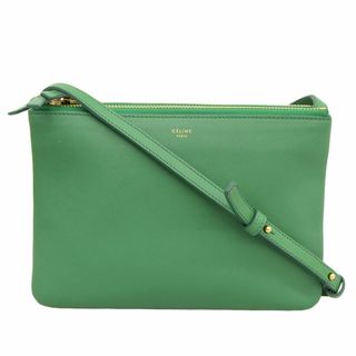 セリーヌ(celine)のセリーヌ CELINE トリオ ショルダーバッグ ポシェット レザー グリーン 中古 新入荷 OB1547(ショルダーバッグ)